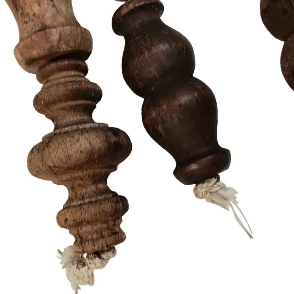 Carved Hardwood Spindle Beads Wall Decor Outdoor Yard Art
